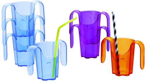 Verre ergonomique à découpe nasale avec poignée et espace paille